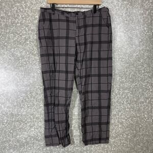 Shein Women's Gray Plaid Straight Leg Lightweight Pants - Size Large - Emo Rock